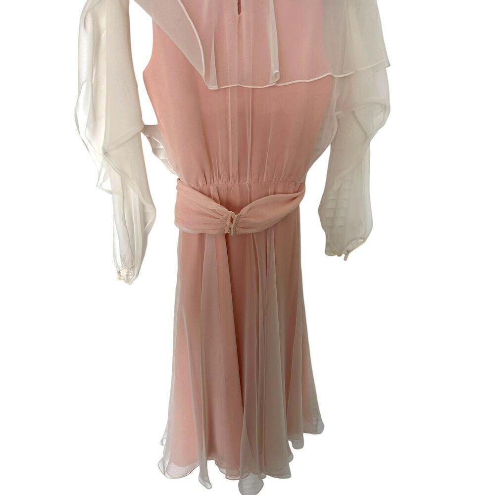 Vintage Ursula Of Switzerland Pink Prairie Dress Flowy Boho Cottagecore Size 6 - Picture 6 of 10